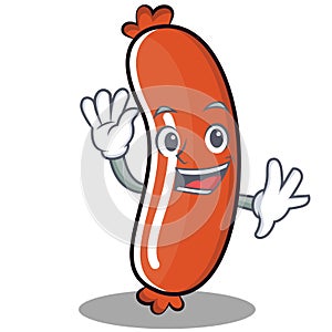 Waving sausage character cartoon style