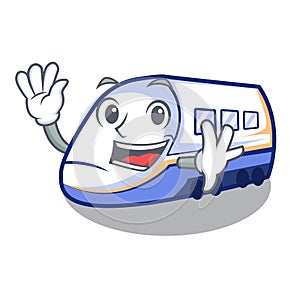 Waving shinkansen train transportation in shape characters