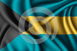 waving silk flag of Bahamas