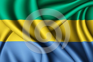 waving silk flag of Gabon