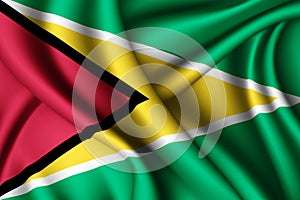 waving silk flag of Guyana