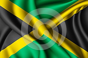 waving silk flag of Jamaica