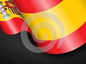 Waving Spain flag on black