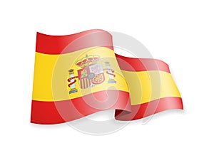 Waving Spain flag on white background.