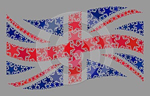 Waving Star Great Britain Flag - Mosaic of Stars