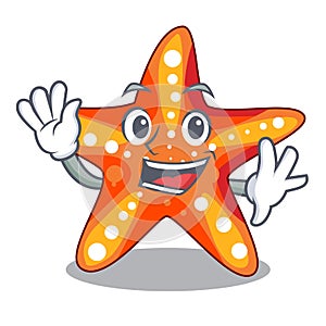 Waving starfish in the cartoon shape funny