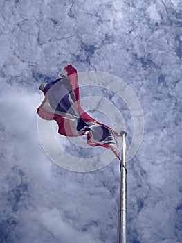 Waving Thai flag of Thailand.