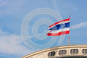 Waving Thailand flag and blue sky