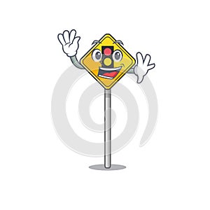 Waving traffic light ahead isolated with cartoon