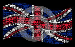 Waving United Kingdom Flag Mosaic of Skull Crossbones Items