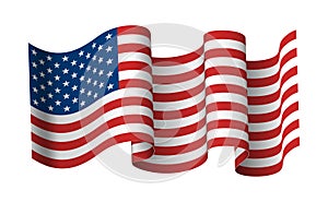 Waving United States flag realistic vector illustration. Nation patriotic American symbolic banner