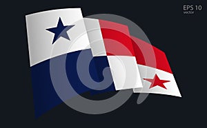 Waving Vector flag of Panama. National flag waving symbol.