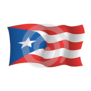 Waving vector flag of Puerto Rico. Commonwealth of Puerto Rico United States of America