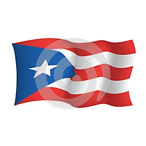 Waving vector flag of Puerto Rico. Commonwealth of Puerto Rico United States of America photo