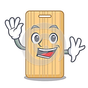 Waving wooden cutting board character cartoon