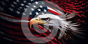 Wavy American flag with an eagle