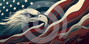 Wavy American flag with an eagle