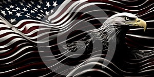 Wavy American flag with an eagle