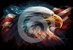 Wavy American flag with an eagle.illustration. AI generative