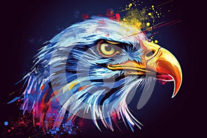 Wavy American flag with an eagle symbolizing strength and freedom. 4th of July Memorial or Independence day background. Generative