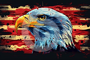 Wavy American flag with an eagle symbolizing strength and freedom. 4th of July Memorial or Independence day background. Generative