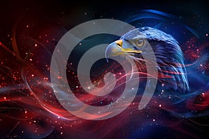 Wavy American flag with an eagle symbolizing strength and freedom. 4th of July Memorial or Independence day background. Generative