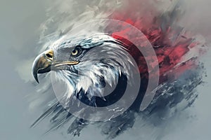 Wavy American flag with an eagle symbolizing strength and freedom. 4th of July Memorial or Independence day background. Generative