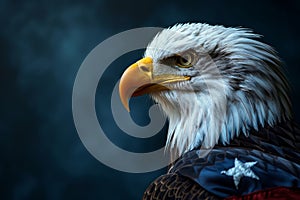 Wavy American flag with an eagle symbolizing strength and freedom. 4th of July Memorial or Independence day background. Generative