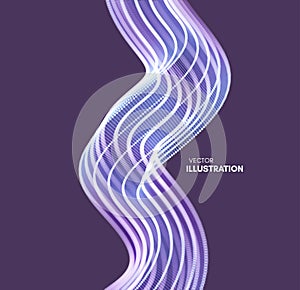 Wavy background with motion effect. 3d technology style. Vector illustration.