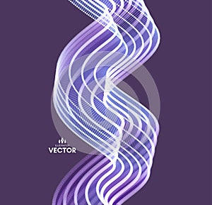 Wavy background with motion effect. 3d technology style. Vector illustration