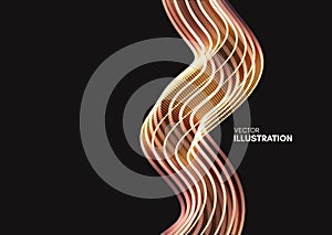 Wavy background with motion effect. 3d technology style. Vector illustration