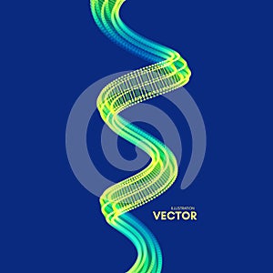 Wavy background with motion effect. 3d technology style. Vector illustration