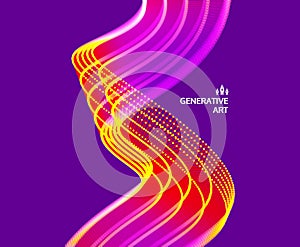 Wavy background with motion effect. 3d technology style. Vector illustration