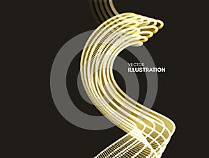 Wavy background with motion effect. 3d technology style. Vector illustration
