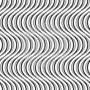 Wavy, billowy, undulating lines. Seamless geometric monochrome p