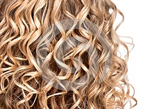 Wavy curly blonde hair closeup