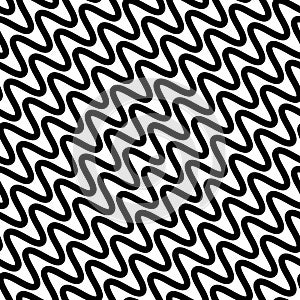Wavy diagonal parallel lines. seamless, repeatable monochrome pa
