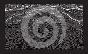 Wavy digital backgound made of lines. Line art