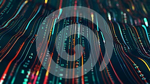 Digital structure, big data concept 3D illustration. Coded data loop. Cyberspace background