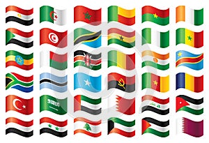 Wavy flags set - Africa & Middle East