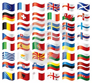 Wavy flags set - Europe