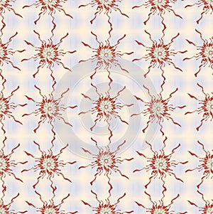 Wavy flower and gradient grid background seamless pattern design