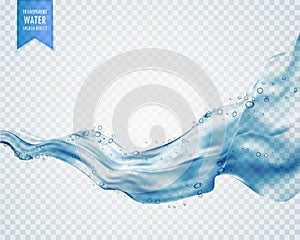 Ondulato Acqua O blu liquido sul trasparente 