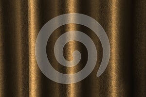 Wavy gold fabric texture surface curtain wave with a pattern background. macro texture of gold striped fabric