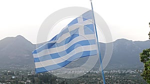 Wavy greek flag - greek landscape background