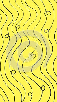 Wavy hand painted gray lines on yellow background, Ultimate Gray and Illuminating Yellow, Vector abstract