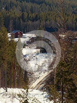 Wavy landscape at Tallhedsvagen near Norsjo in Sweden. The image has a special diagonal effect due to wavelet processing