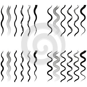 Wavy line pattern. Curved stroke vector. Abstract wave design. Flowing shape illustration.