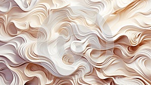 Wavy lines abstract background wave distortion pattern, white and gray color. 3D illustration, generative ai.