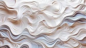 Wavy lines abstract background wave distortion pattern white and gray color. 3D illustration, generative ai.